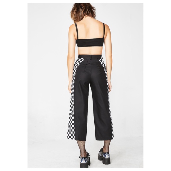 NWOT black check wide leg trousers from Dolls Kill - Picture 4 of 8